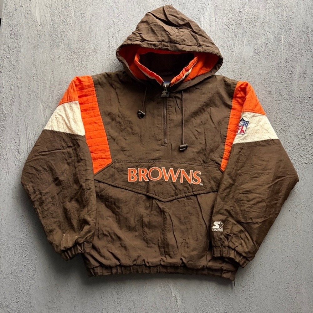 Vintage Cleveland Browns Jacket Small Brown 1990s NFL Anorak Starter